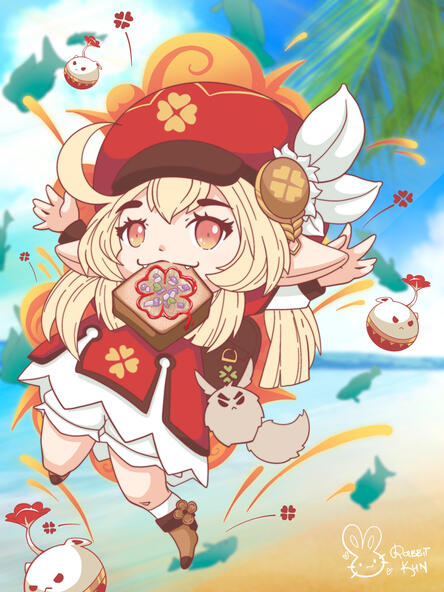 Klee Beach Bash - Genshin Impact Fan Art