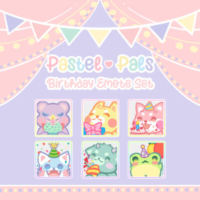 Pastel Pals Twitch emotes created by RabbitKun